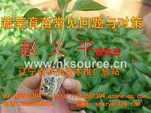 蔬菜育苗常見問題與對策-趙義平.ppt